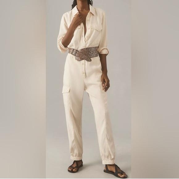 Anthropology Sanctuary rebel long sleeve utility jumpsuit toasted almond XS NWT - Picture 6 of 13